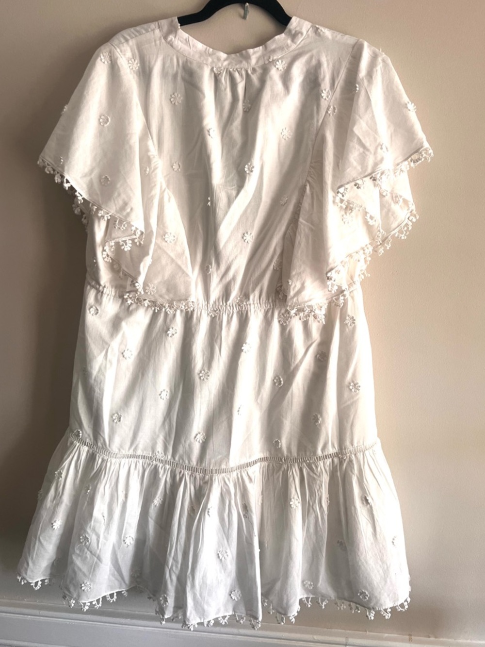 $160 NWT FARM RIO off white 3D flower mini dress large L - Picture 3 of 7